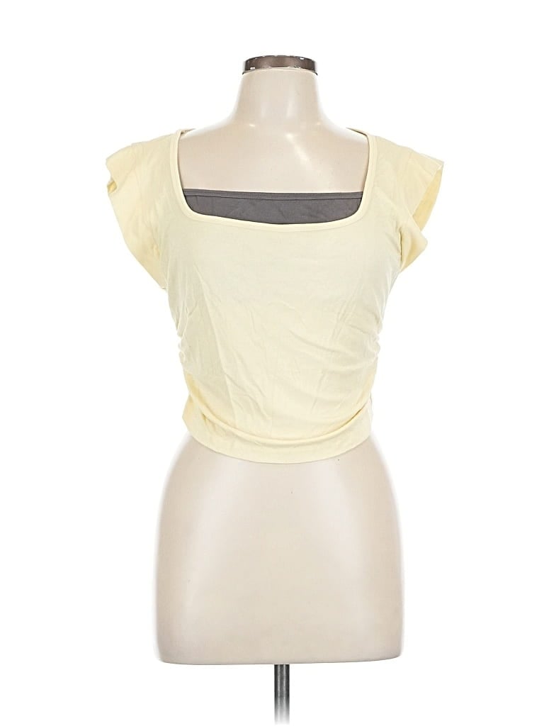 Pre-owned Cider Short Sleeve Top Yellow Sweetheart Neckline Tops