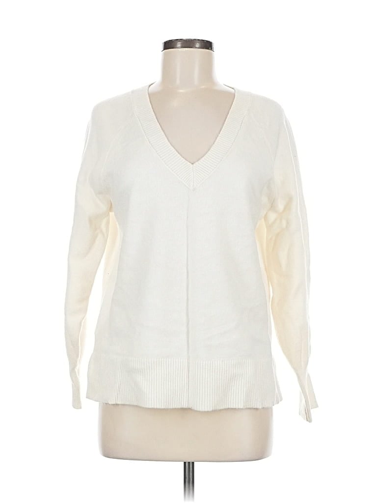 Pre-owned Ann Taylor Loft Pullover Sweater In White