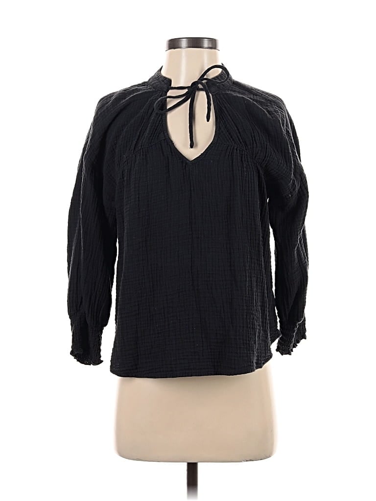 Pre-owned Evereve 3/4 Sleeve Blouse In Black