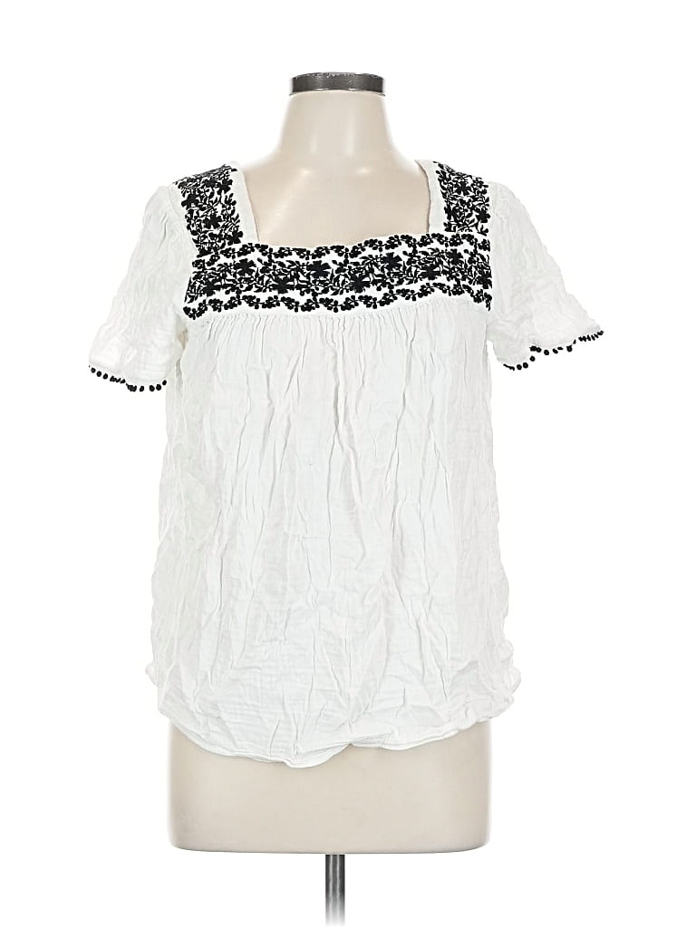 Pre-owned Old Navy Short Sleeve Blouse In White