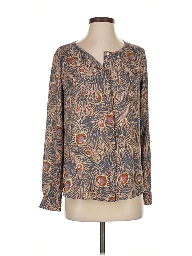 Pre-owned Ann Taylor Loft Long Sleeve Blouse In Gray