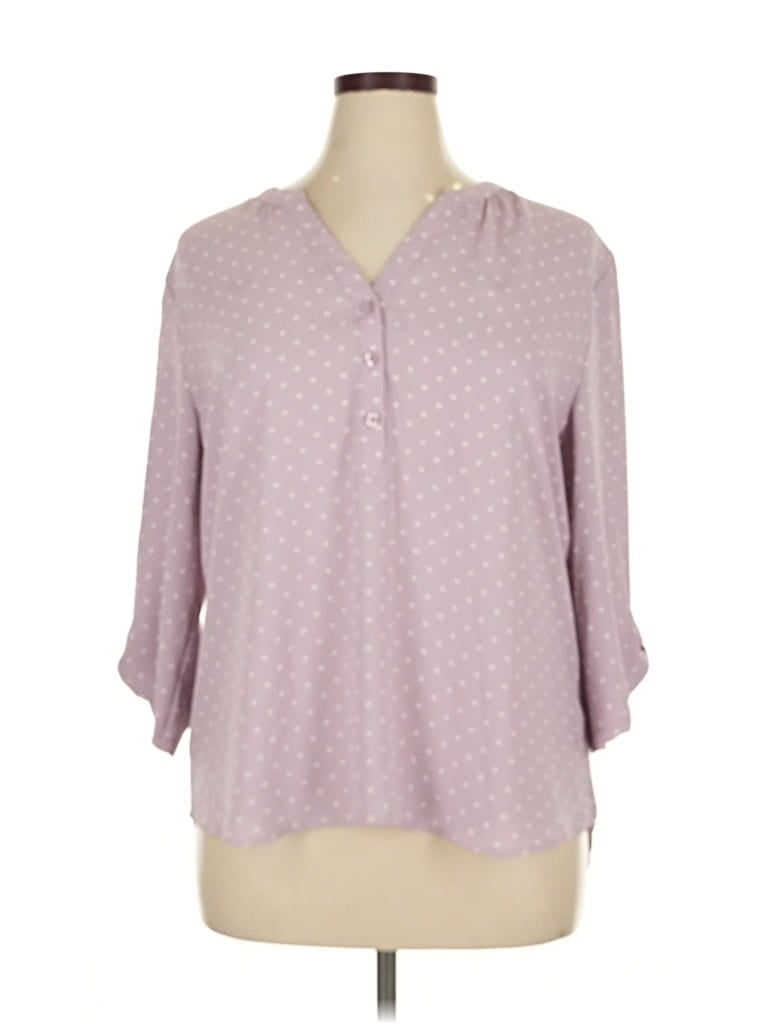 Pre-owned Soho Jeans New York & Company 3/4 Sleeve Blouse In Purple