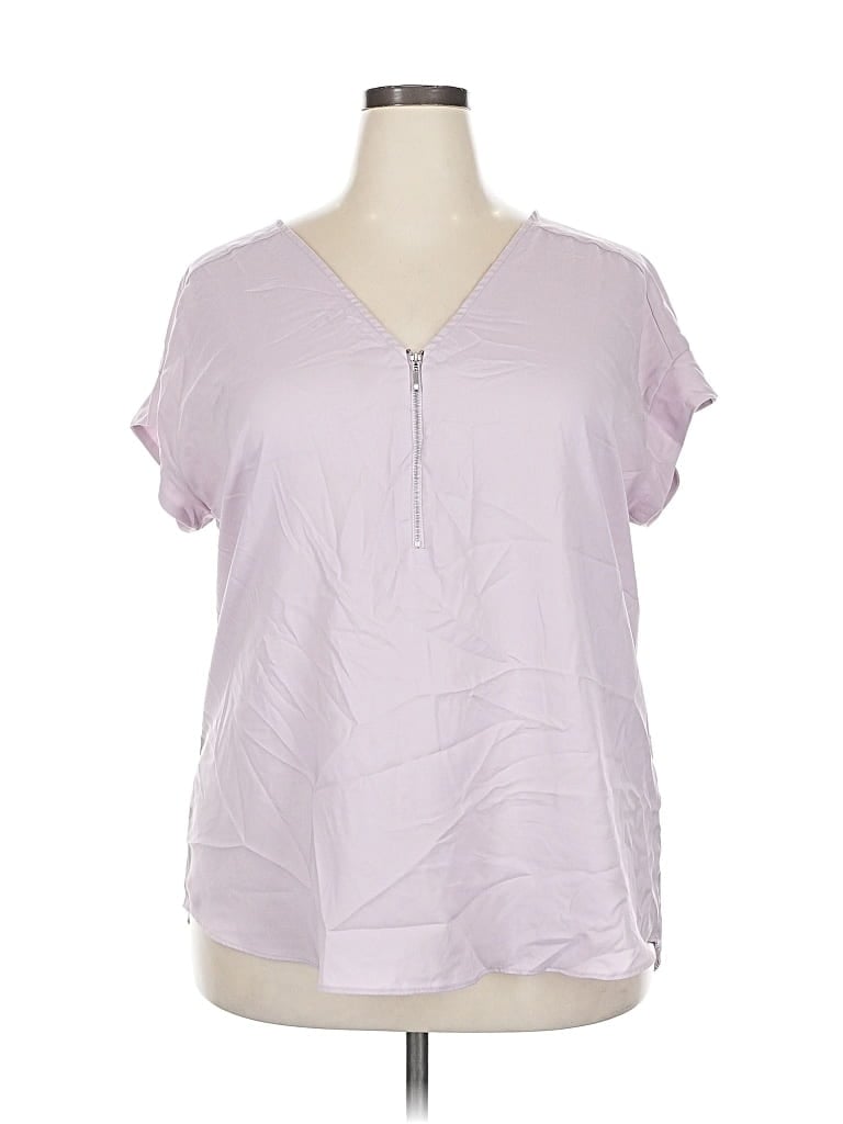 Pre-owned 7th Avenue Design Studio New York & Company Short Sleeve Top Purple V Neck Tops