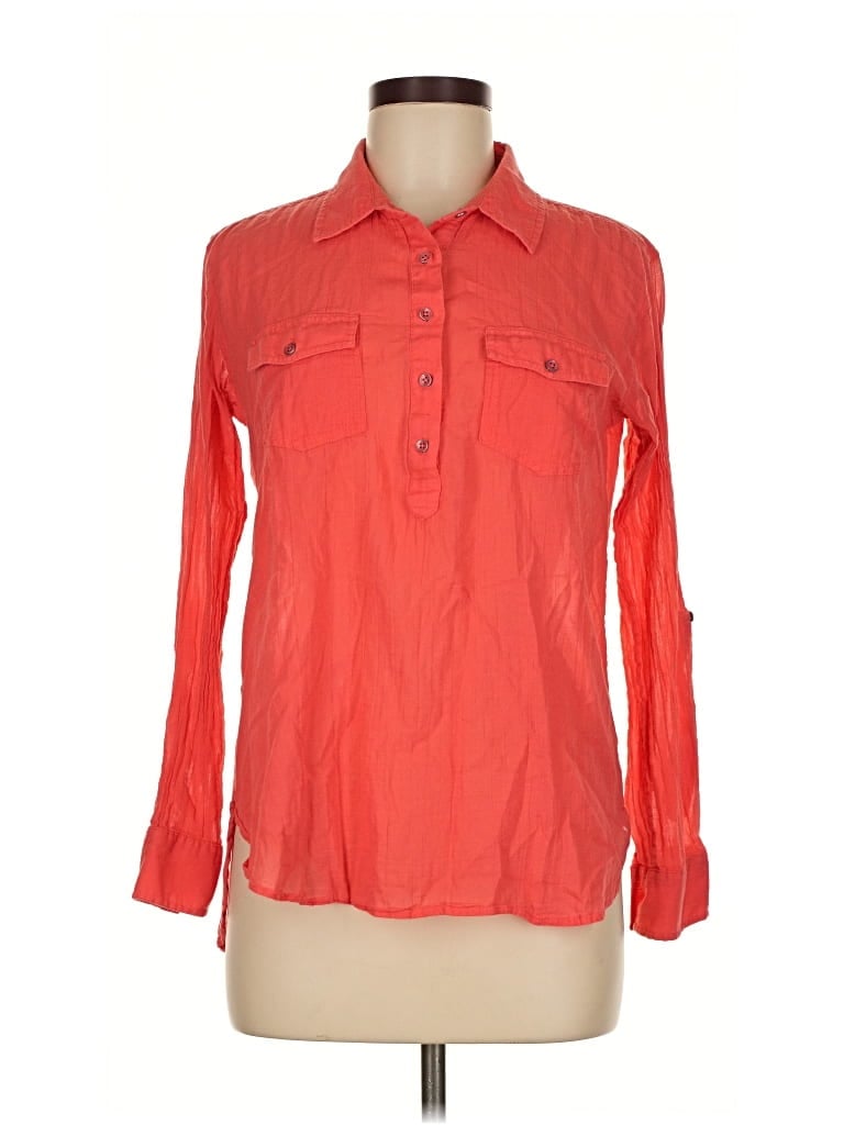 Pre-owned Dalia Collection 3/4 Sleeve Button Down Shirt In Red