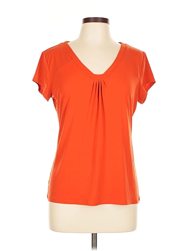 Pre-owned Liz & Co. Short Sleeve Top Orange Scoop Neck Tops