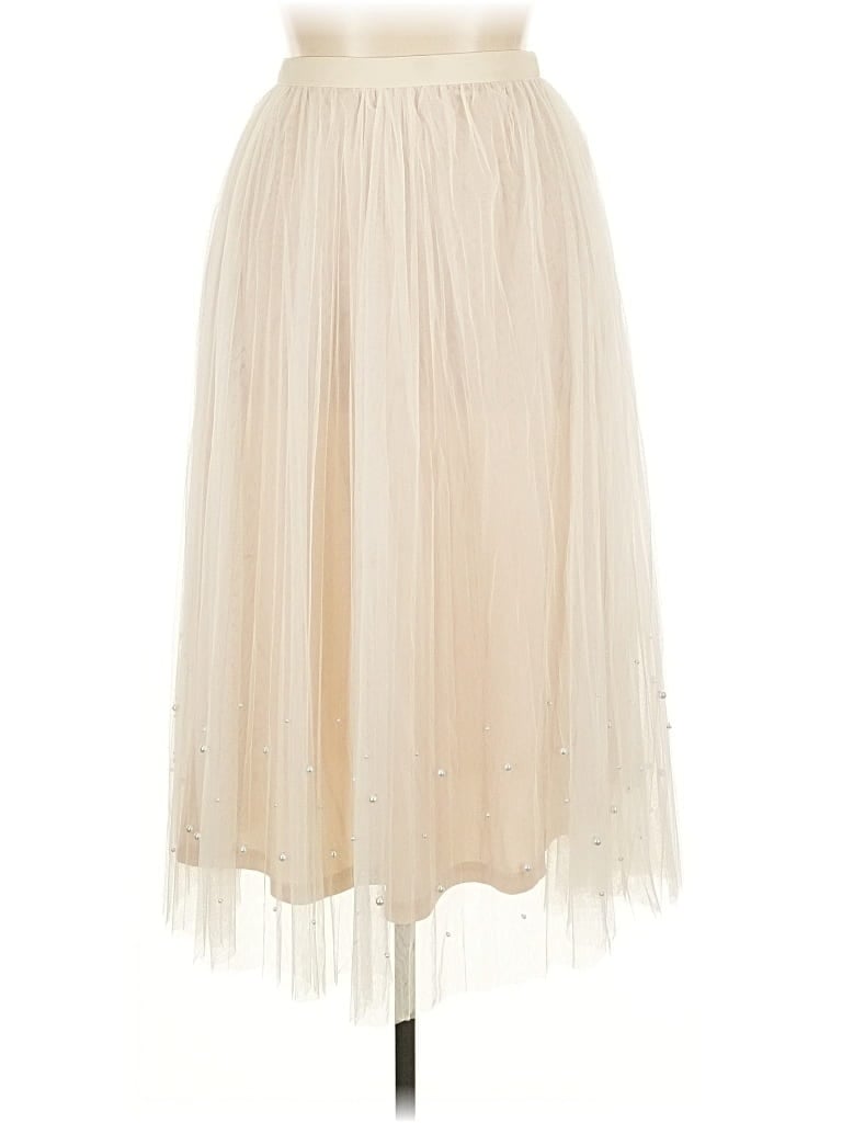 Pre-owned Shein Curve Formal Skirt In White