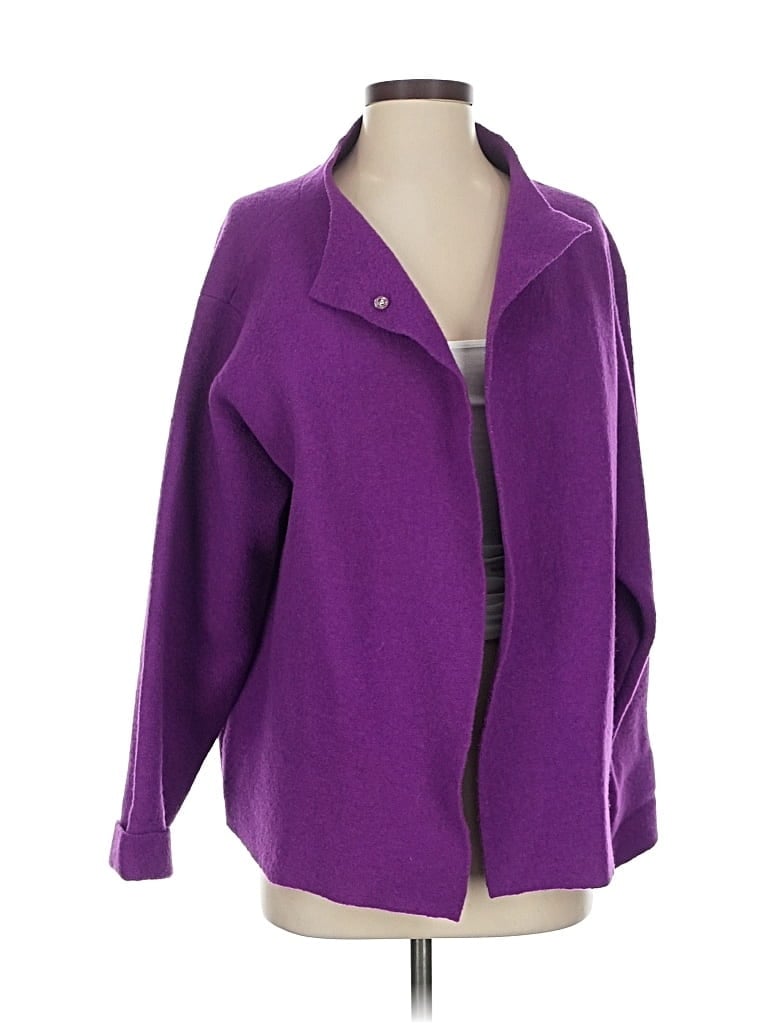 Pre-owned Eileen Fisher Wool Coat In Purple