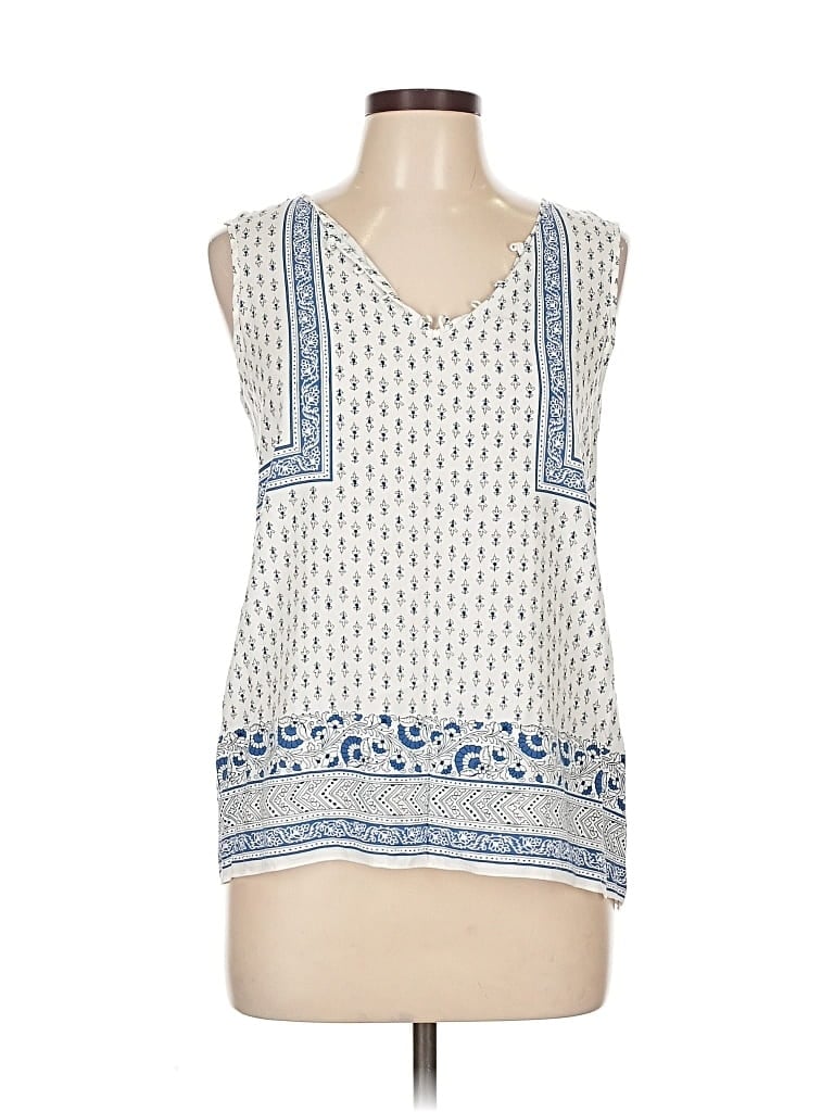 Pre-owned Max Studio Sleeveless Blouse In White
