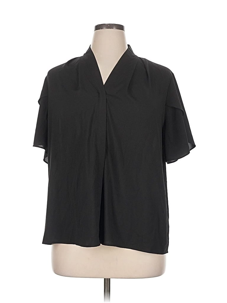 Pre-owned Calvin Klein Short Sleeve Blouse In Black