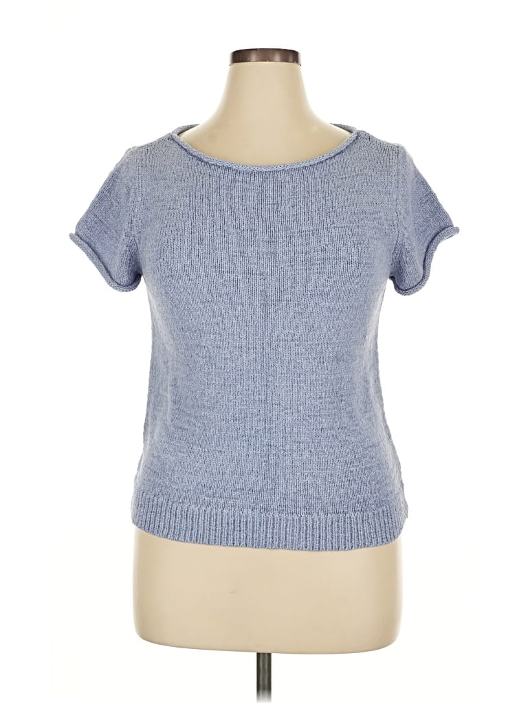 Pre-owned Marled By Reunited Short Sleeve Top Blue Scoop Neck Tops