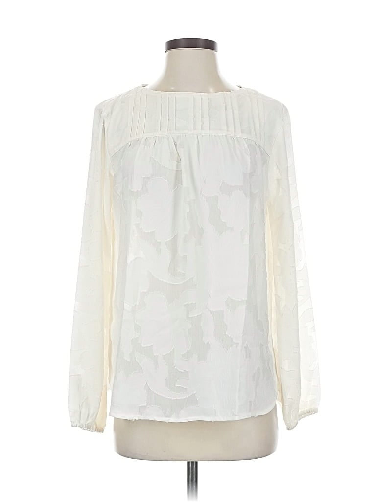 Pre-owned Ann Taylor Loft Long Sleeve Blouse In White