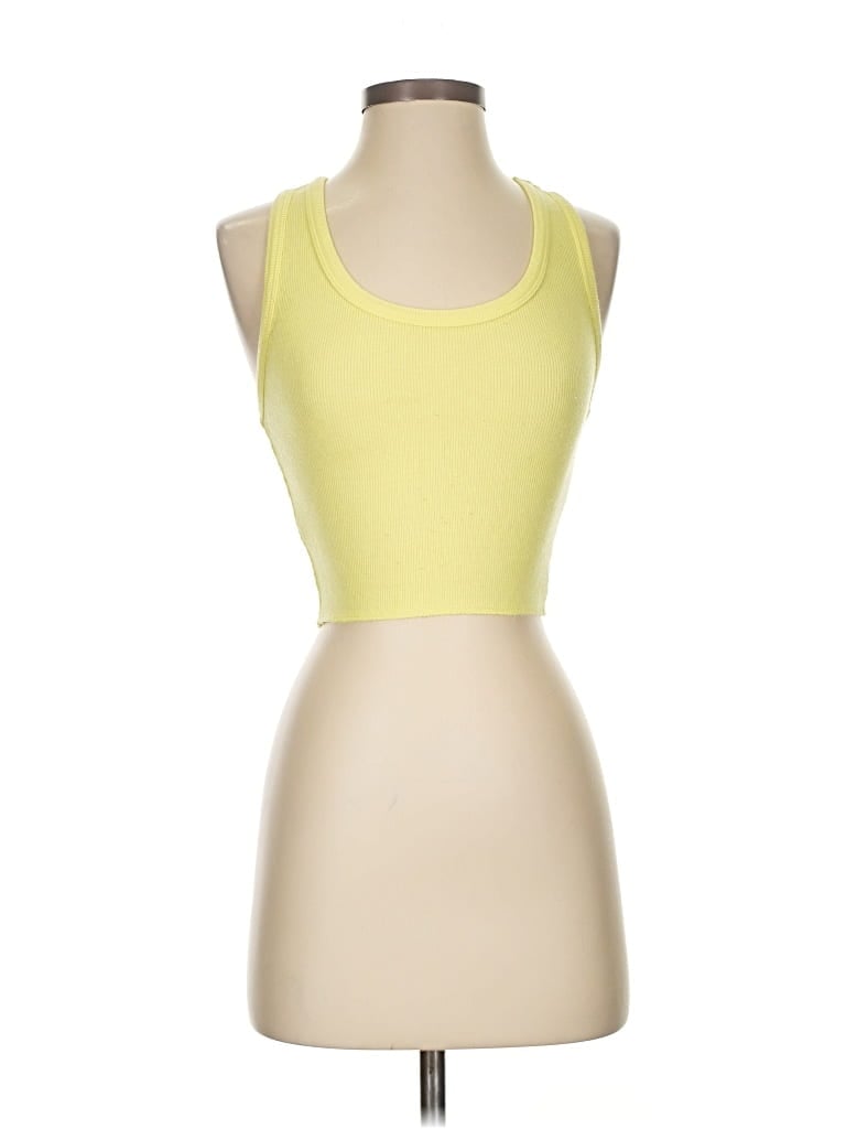 KATIE J NYC Pre-owned Tank Top Yellow Halter Neckline Tops