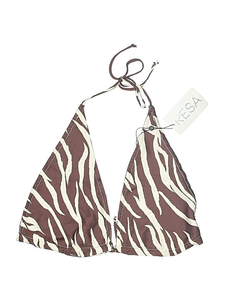 Pre-owned Resa Swimsuit Top Brown Animal Print Pattern Swimwear