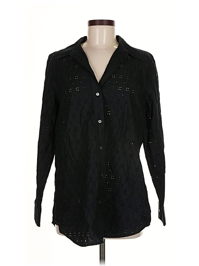 Pre-owned Gap Long Sleeve Blouse In Black