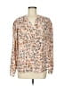 CAbi 100% Polyester Print Ivory Tan Long Sleeve Blouse Size M - photo 1