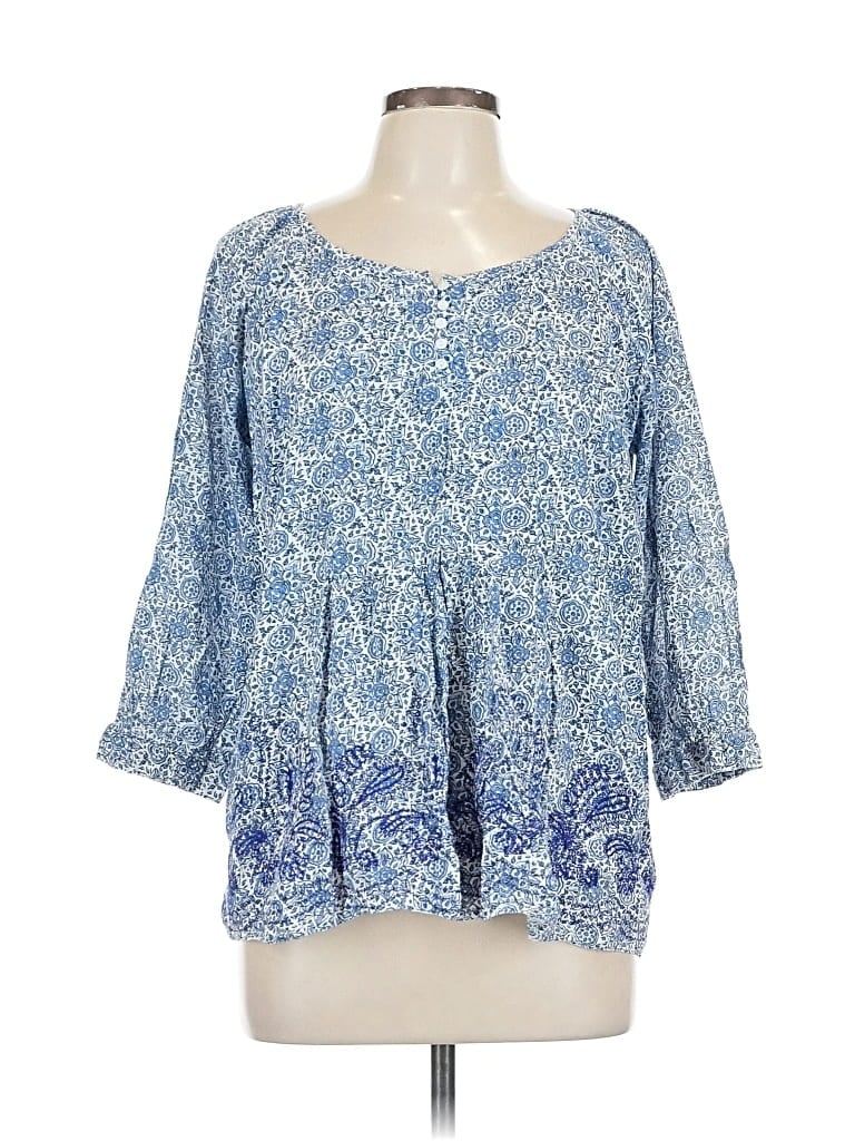 Pre-owned Dressbarn 3/4 Sleeve Blouse In Blue