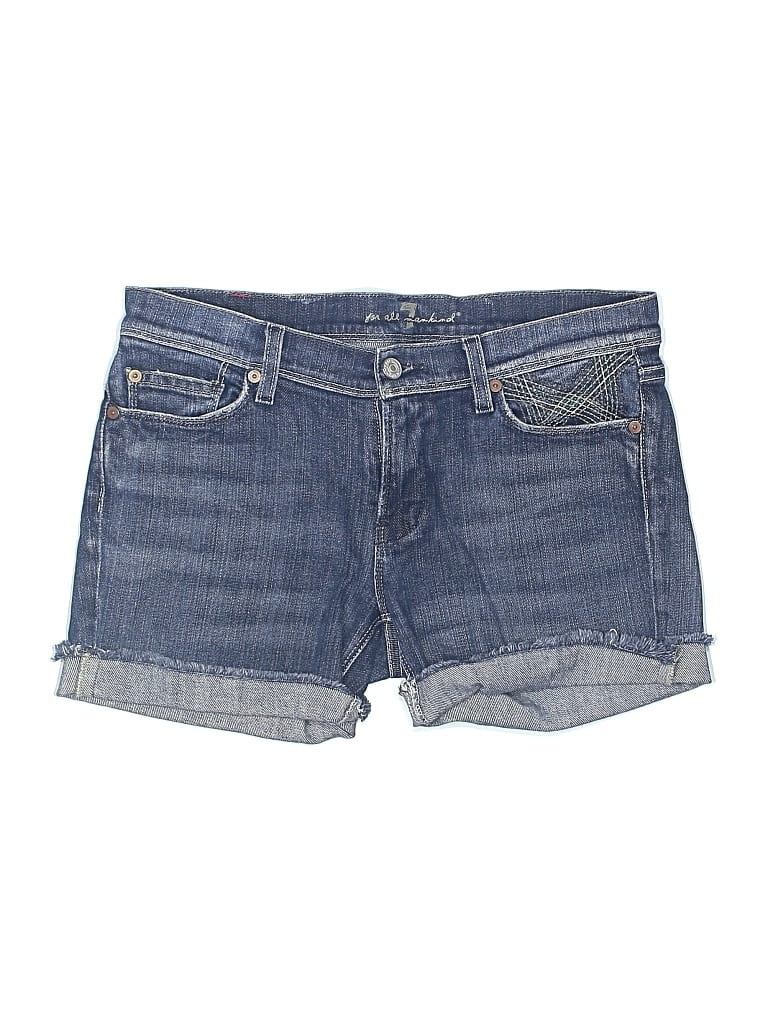 Pre-owned 7 For All Mankind Denim Shorts In Blue