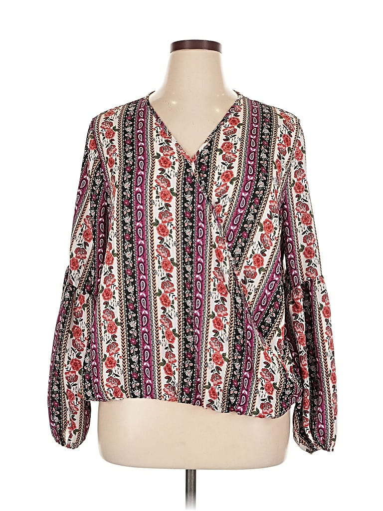 Pre-owned Rue21 3/4 Sleeve Blouse In Burgundy