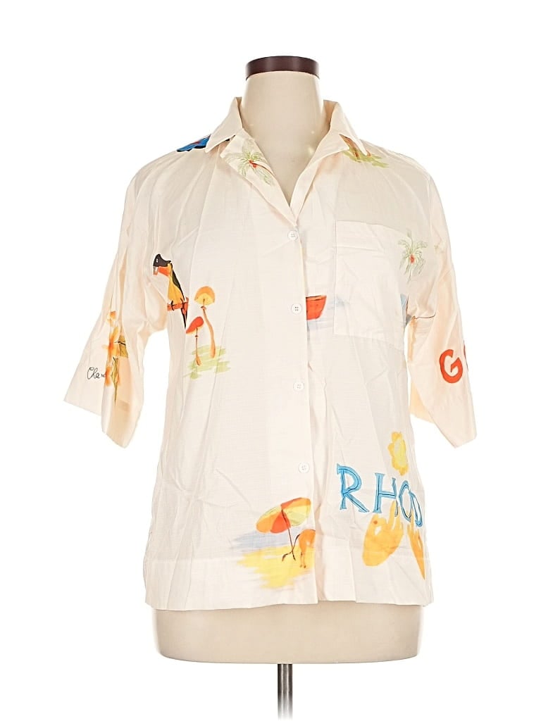 Pre-owned Unbranded Short Sleeve Blouse In White