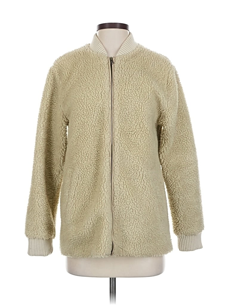 Pre-owned Abercrombie & Fitch Faux Fur Jacket In White