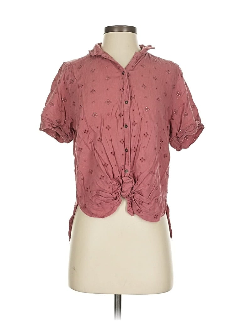 ABERCROMBIE & FITCH Pre-owned Short Sleeve Blouse In Burgundy