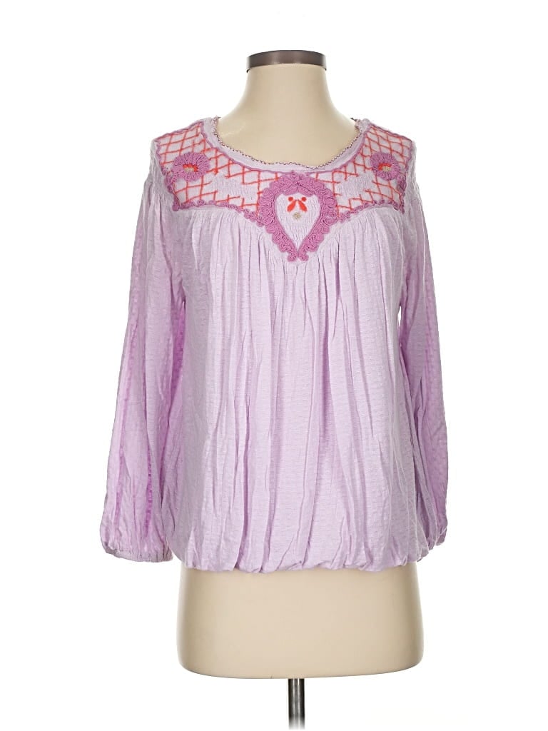 Pre-owned Free People 3/4 Sleeve Blouse In Purple