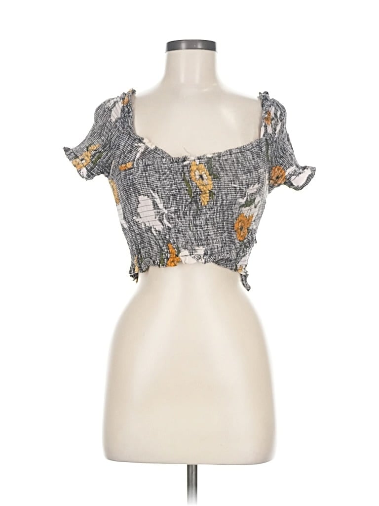 ASTR Pre-owned Short Sleeve Blouse In Gray