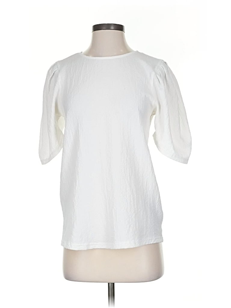 Pre-owned Vici Short Sleeve Top White Crew Neck Tops