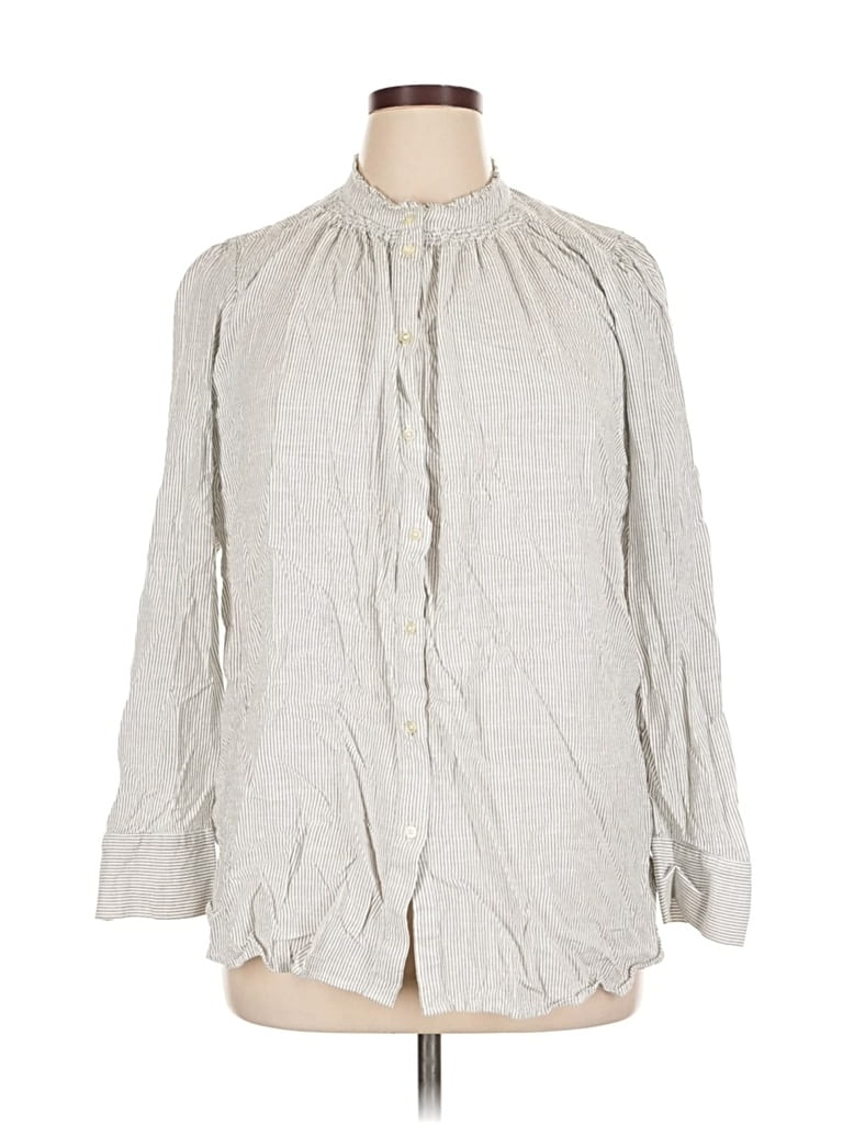 Pre-owned Ann Taylor Loft Long Sleeve Blouse In Gray