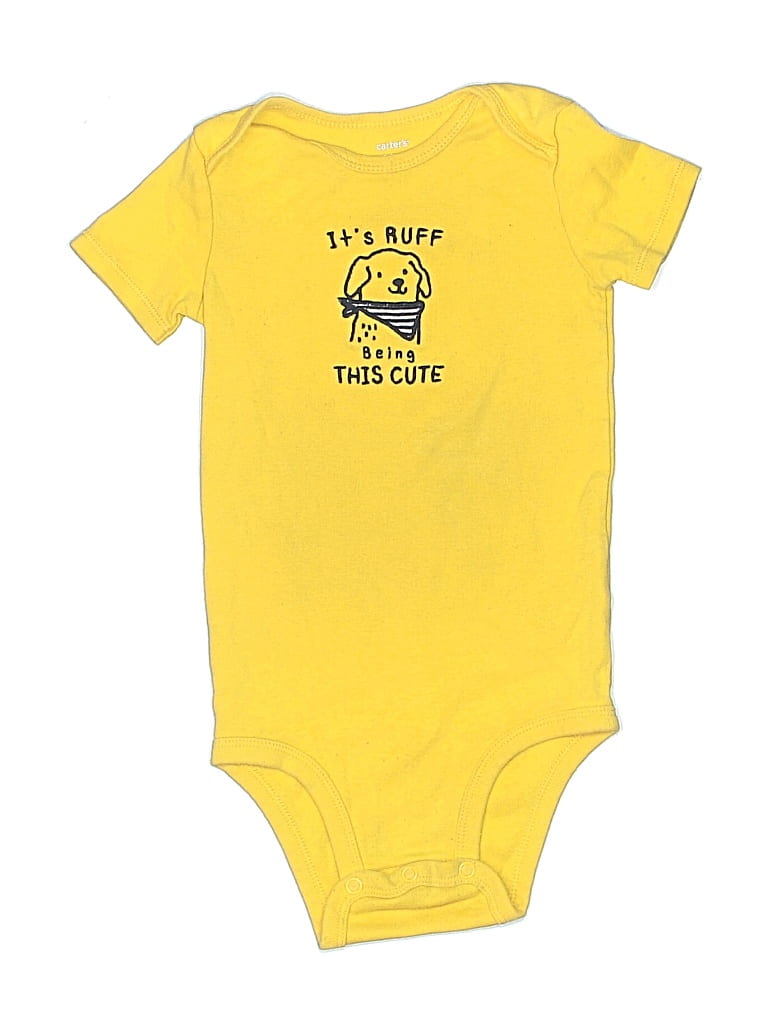 Pre-owned Carter's Kids' Short Sleeve Onesie In Yellow