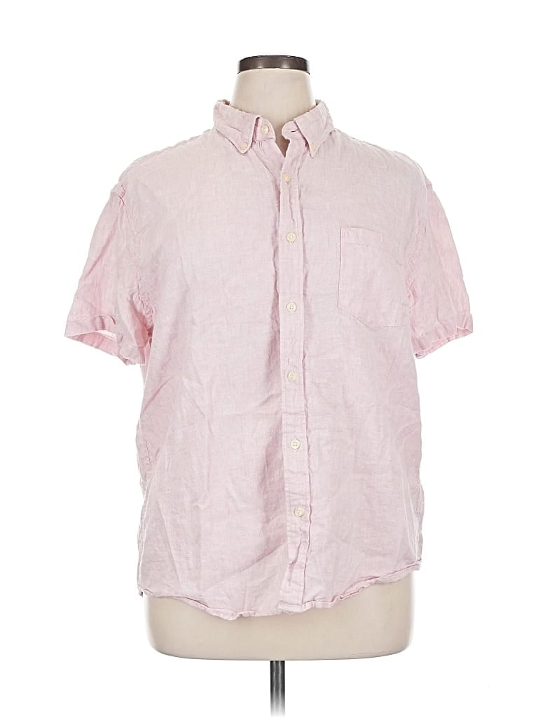 Pre-owned J.crew Factory Store Short Sleeve Button Down Shirt In Pink