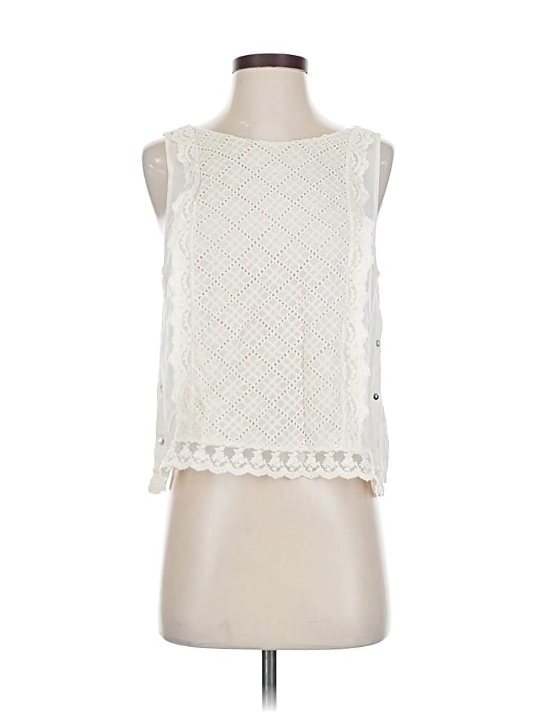Pre-owned Zara Basic Sleeveless Blouse In White