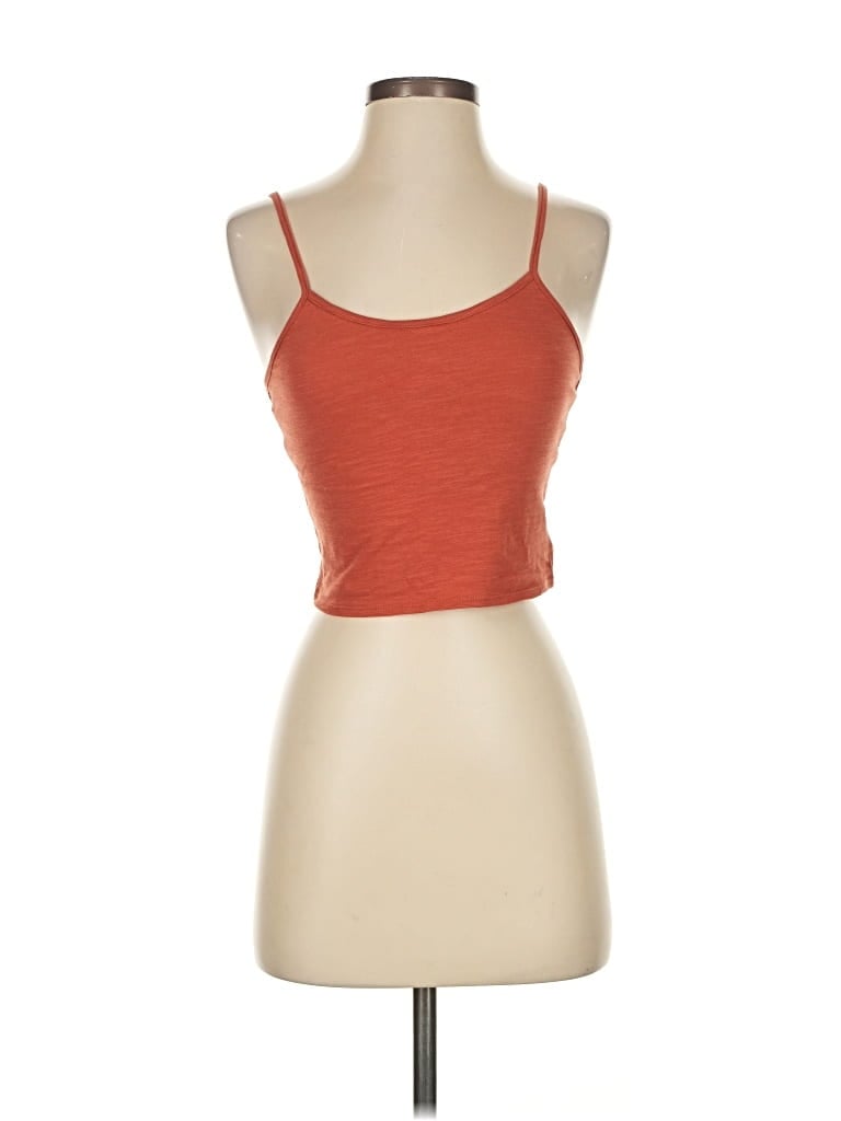 Lezat Tank Top Orange Strapless Neckline Tops In Red