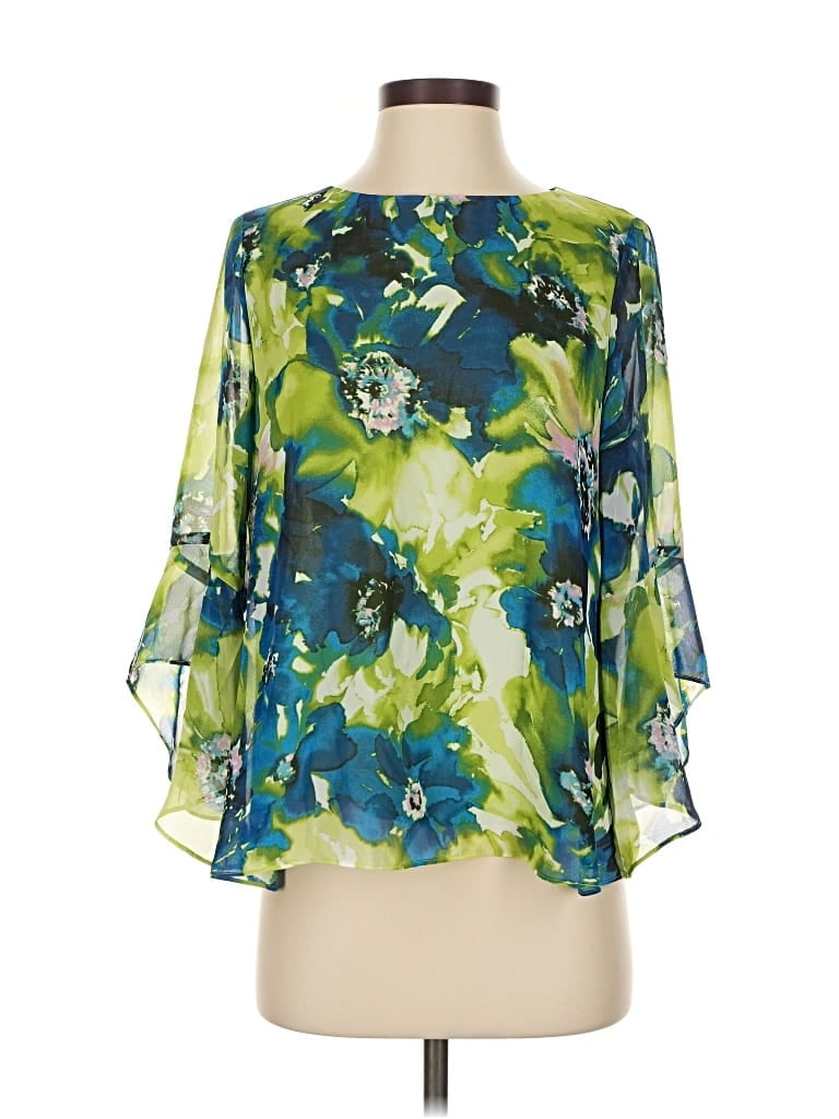 Pre-owned Kasper 3/4 Sleeve Blouse In Green