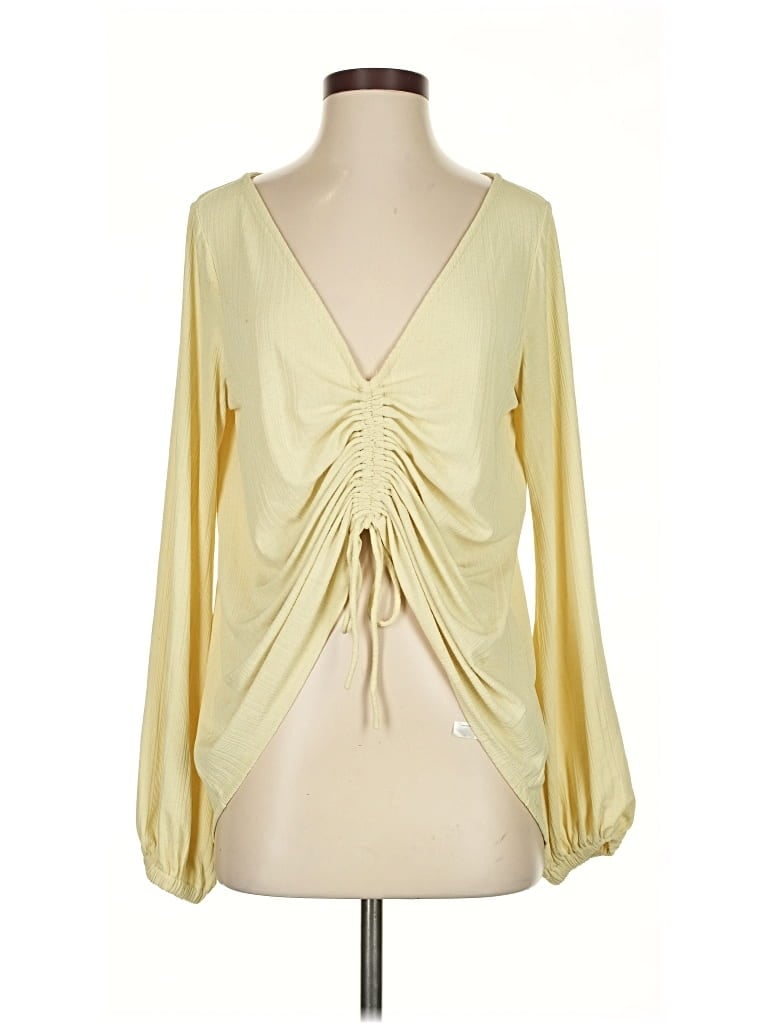 Pre-owned Fp Beach Long Sleeve Blouse In Yellow