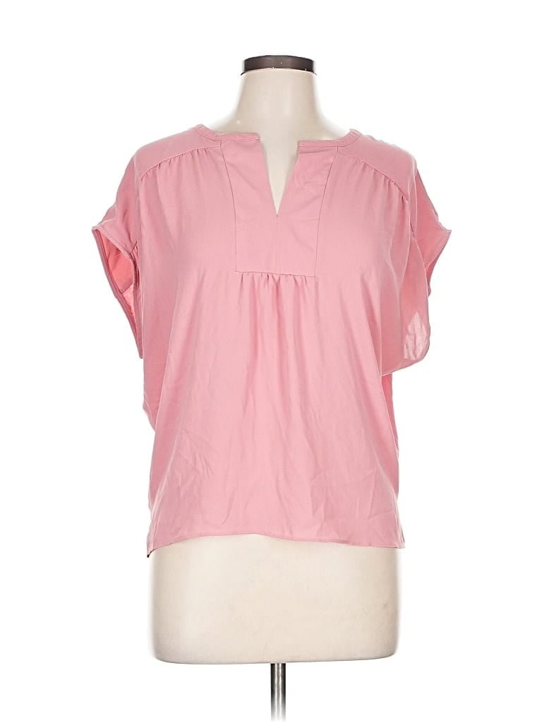 Pre-owned Ann Taylor Loft Short Sleeve Blouse In Pink