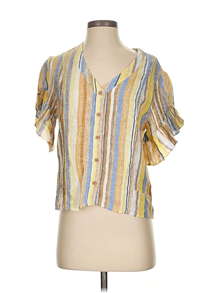 Pre-owned Drew Short Sleeve Blouse In Yellow