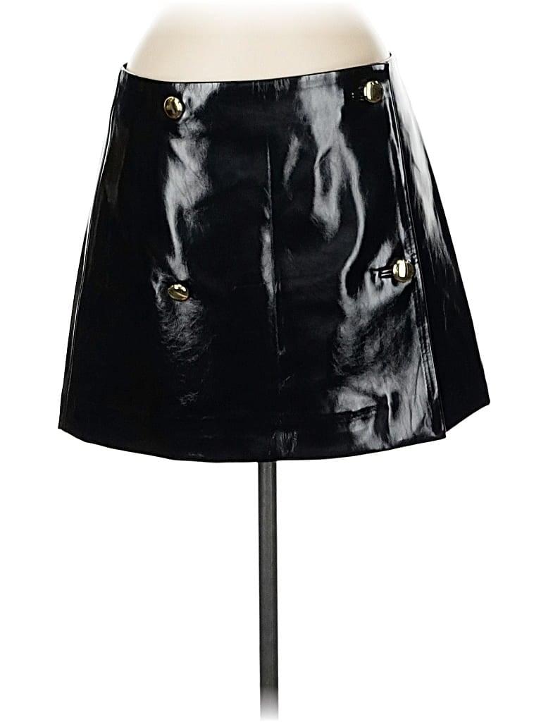 Pre-owned J.crew Collection Faux Leather Skirt In Black