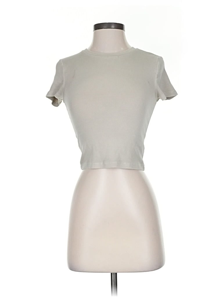 Pre-owned Tna Short Sleeve Turtleneck In Gray