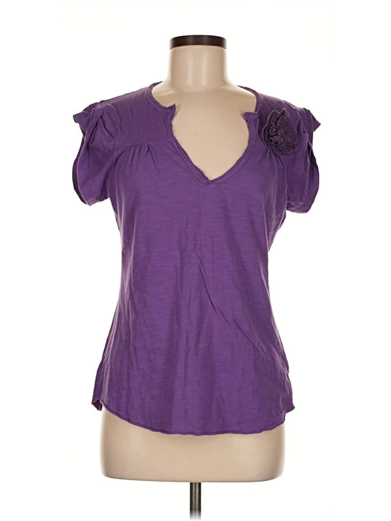 Pre-owned Zara Collection Short Sleeve Top Purple Sweetheart Neckline Tops