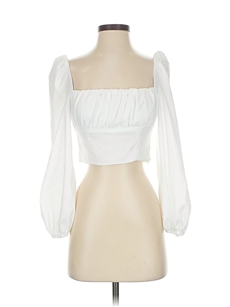 Pre-owned Princess Polly 3/4 Sleeve Blouse In White