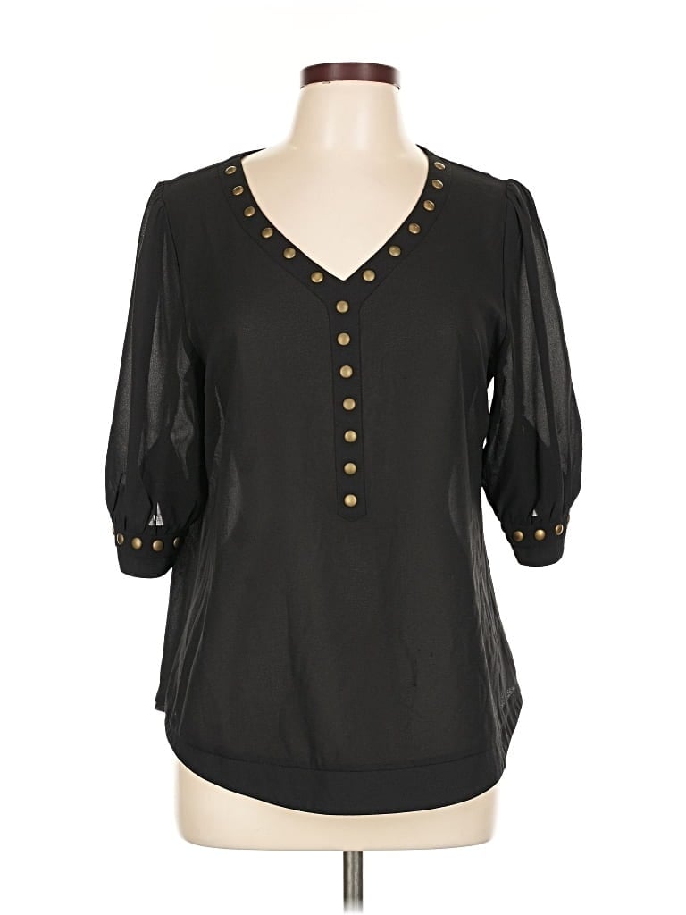 Pre-owned 41hawthorn 3/4 Sleeve Blouse In Black