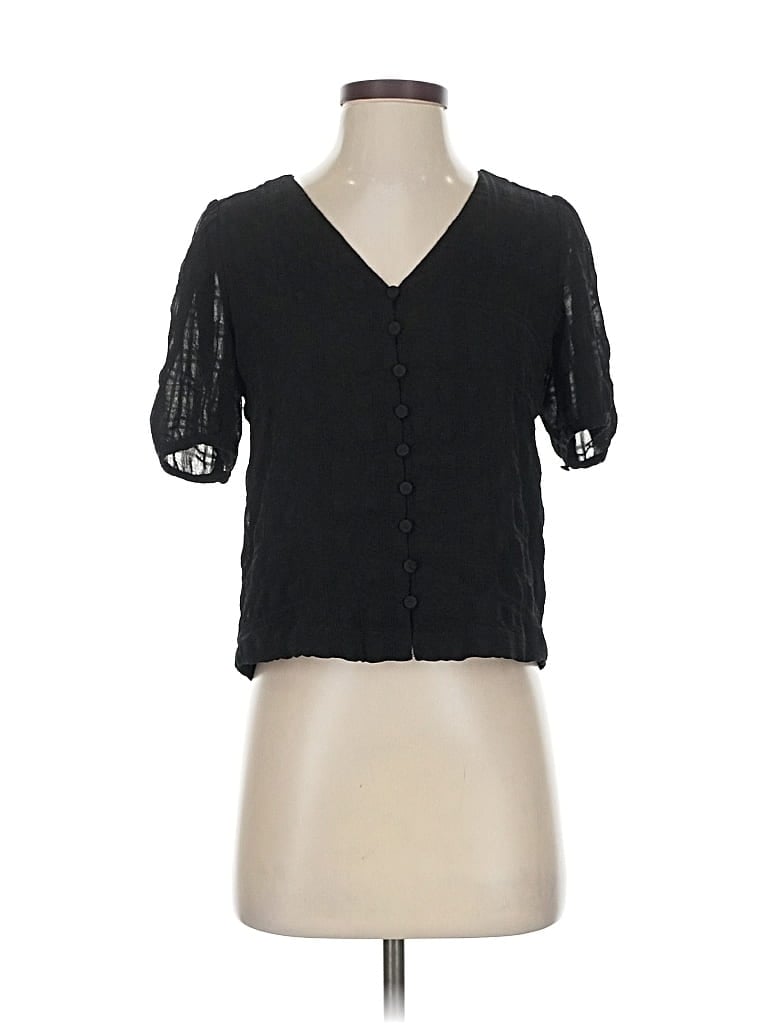 Pre-owned Madewell Short Sleeve Blouse In Black
