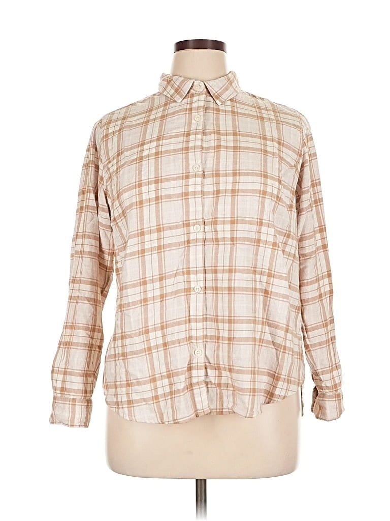 Pre-owned Old Navy Long Sleeve Button Down Shirt In Brown