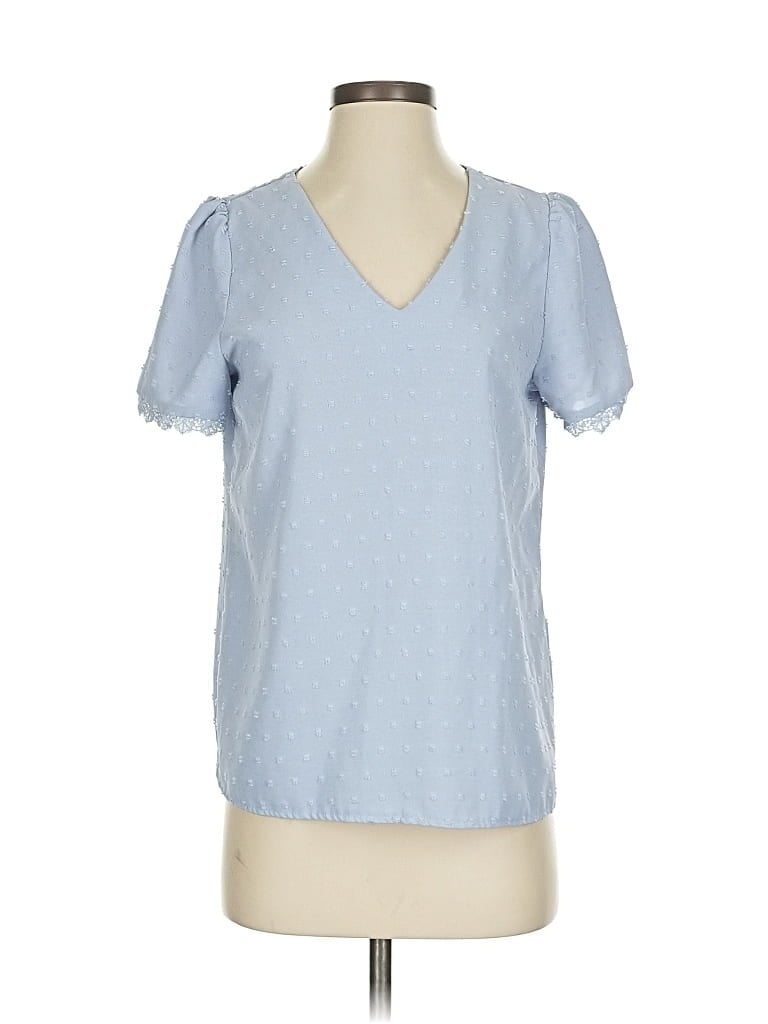 SHEIN Pre-owned Short Sleeve Blouse In Blue