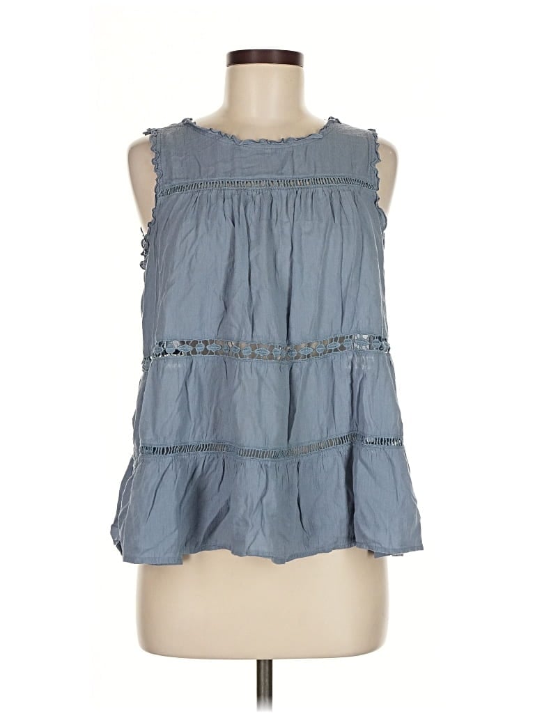 Pre-owned Ann Taylor Loft Sleeveless Blouse In Blue
