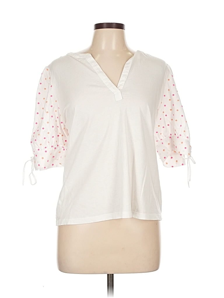 Pre-owned Ann Taylor Loft Short Sleeve Blouse In White