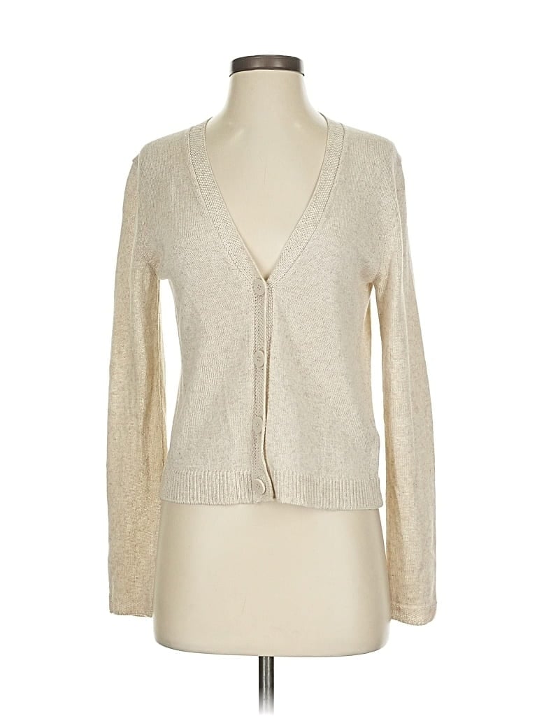 Pre-owned Max Studio Long Sleeve Top Ivory Plunge Neckline Tops In White