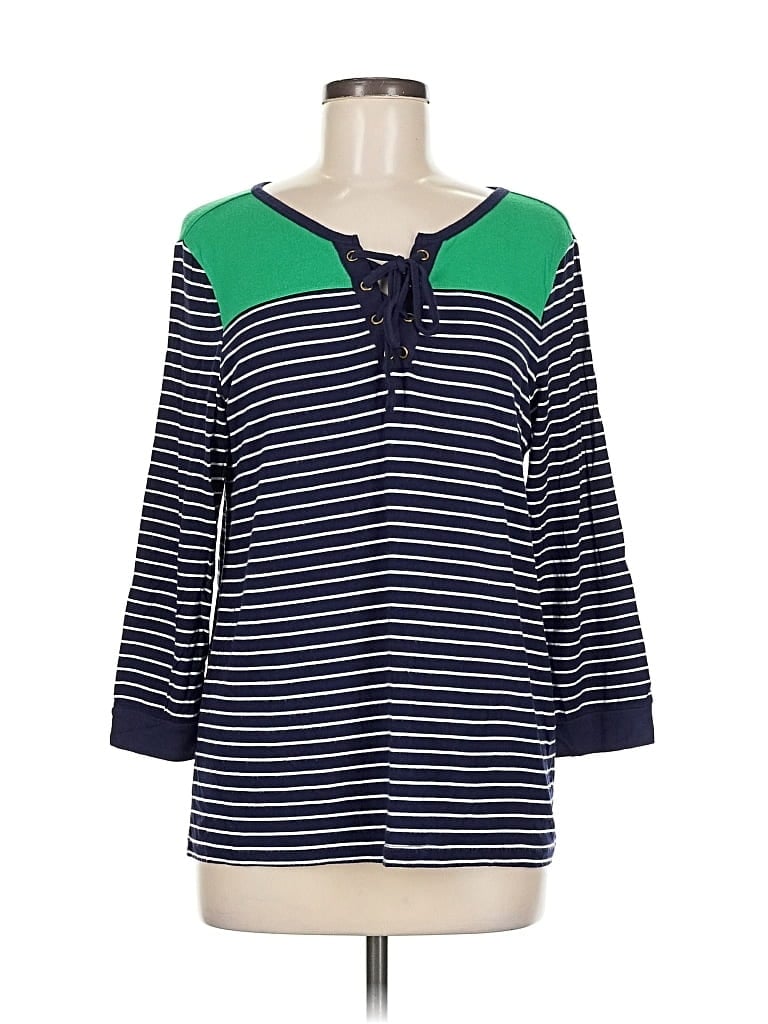 MARKET & SPRUCE Pre-owned 3/4 Sleeve Top Green Keyhole Neckline Tops