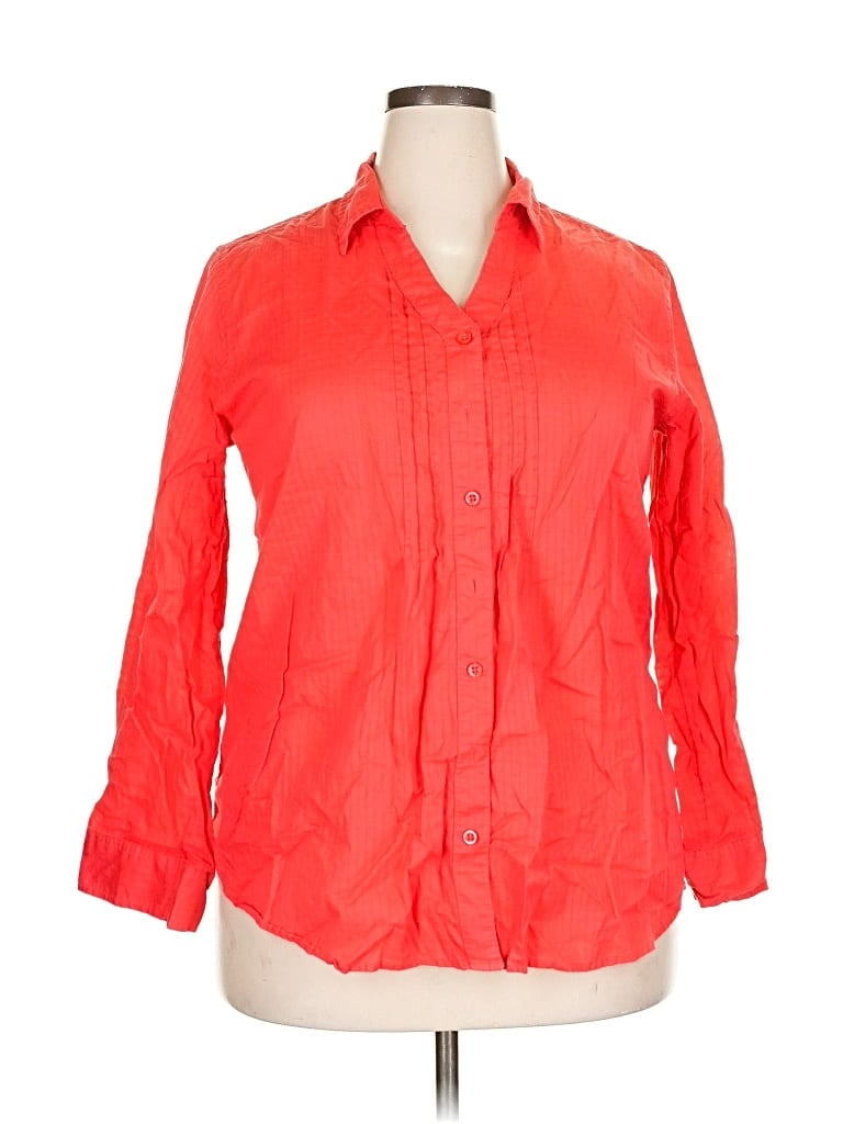 Pre-owned White Stag 3/4 Sleeve Button Down Shirt In Red